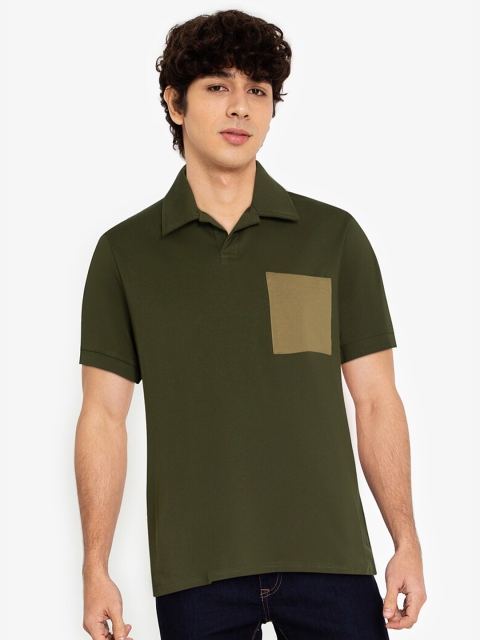 

ZALORA BASICS Men Olive Green Solid Polo T-shirt