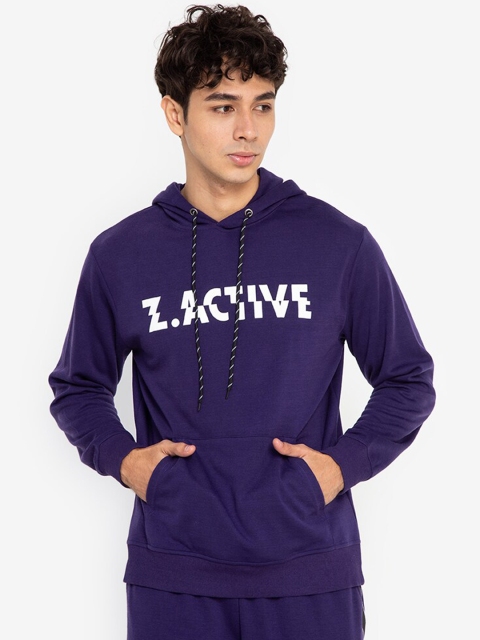 

ZALORA ACTIVE Men Blue Printed Hooded Sweatshirt