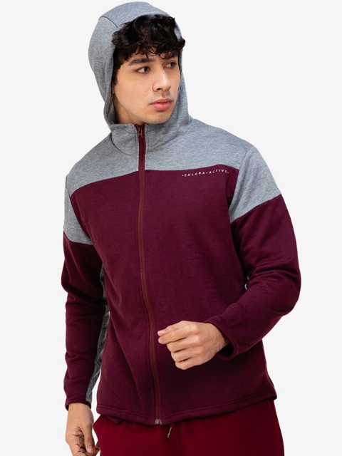 

ZALORA ACTIVE Men Maroon & Grey Lightweight Sporty Jacket