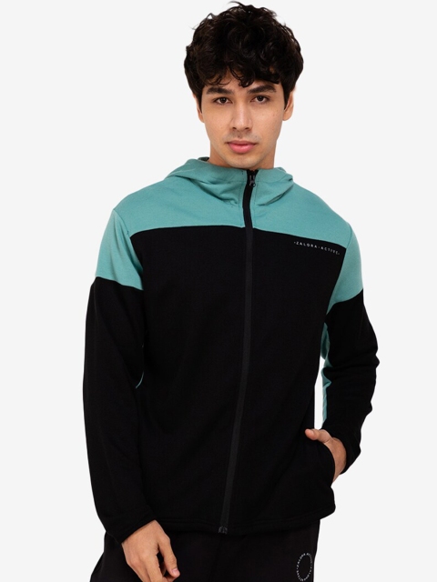 

ZALORA ACTIVE Men Black Turquoise Blue Lightweight Tailored Jacket