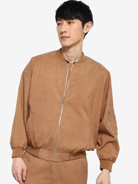 

ZALORA BASICS Men Beige Lightweight Oversized Corduroy Bomber Jacket