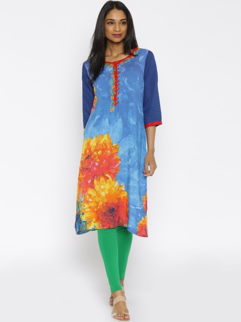 

Shree Women Blue Floral Printed Kurta