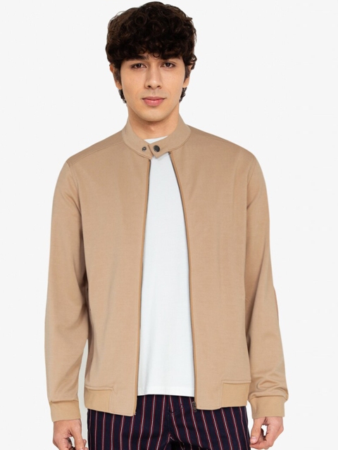 

ZALORA BASICS Men Brown Lightweight Stand Collar Zipped Jacket