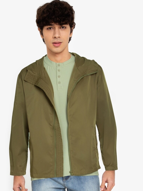 

ZALORA BASICS Men Brown Solid Hooded Jacket