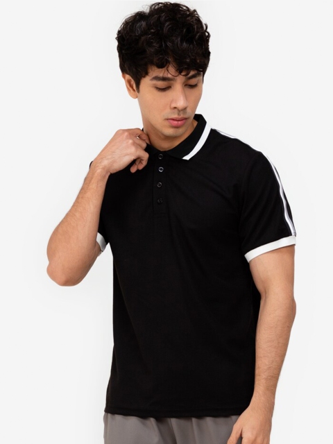 

ZALORA ACTIVE Men Black Striped Polo Collar T-shirt