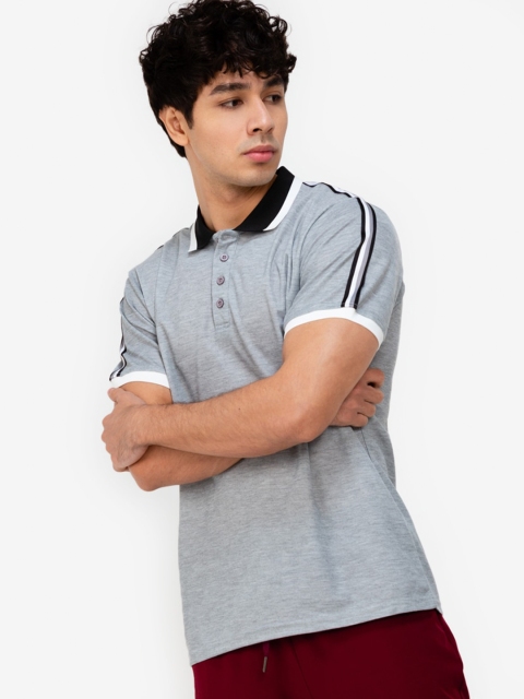 

ZALORA ACTIVE Men Grey & Black Polo Collar T-shirt