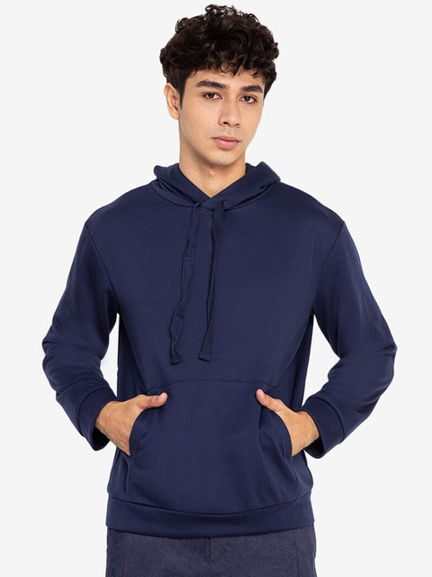 

ZALORA BASICS Men Navy Blue Hooded Sweatshirt