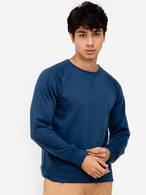 

ZALORA BASICS Men Blue Solid Sweatshirt