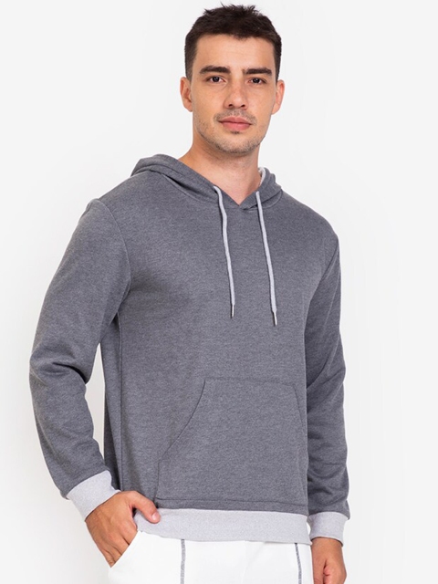 

ZALORA BASICS Men Grey Hooded Sweatshirt