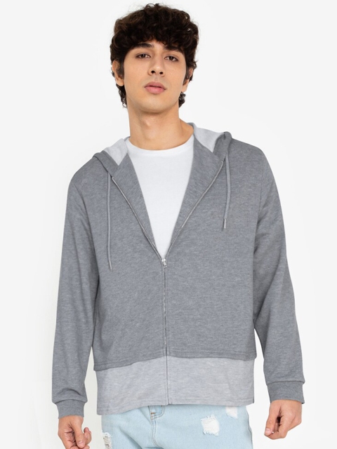 

ZALORA BASICS Men Grey Layered Hooded Sweatshirt