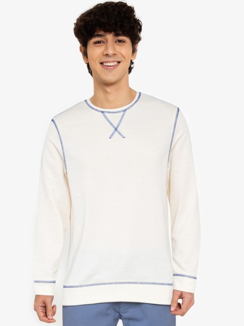 

ZALORA BASICS Men White Contrasting Stitching Sweatshirt