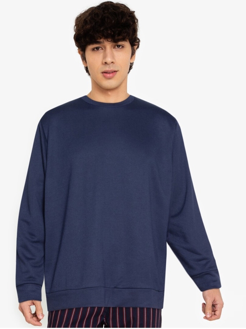 

ZALORA BASICS Men Navy Blue Sweatshirt