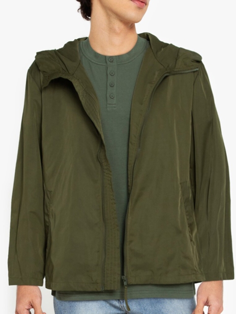 

ZALORA BASICS Men Green Lightweight Open Front Jacket