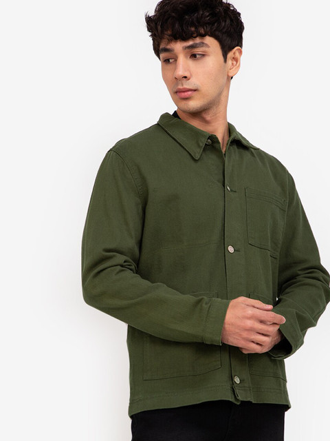

ZALORA BASICS Men Green Lightweight Denim Jacket
