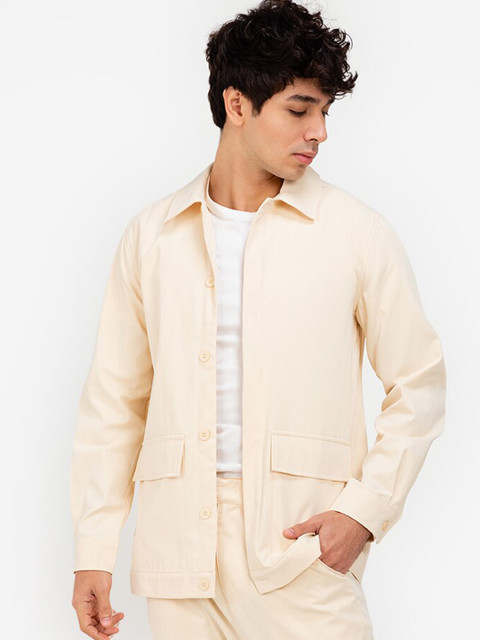 

ZALORA BASICS Men Beige Lightweight Open Front Jacket