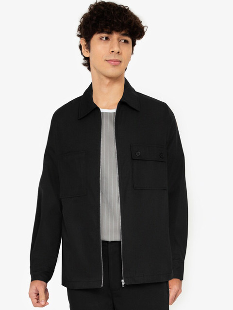 

ZALORA BASICS Men Black Lightweight Open Front Jacket