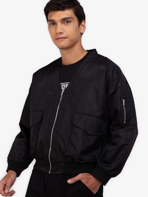 

ZALORA BASICS Men Black Solid Bomber Jacket