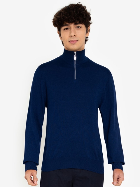 

ZALORA BASICS Men Navy Blue Slim Fit Turtle Neck Sweater