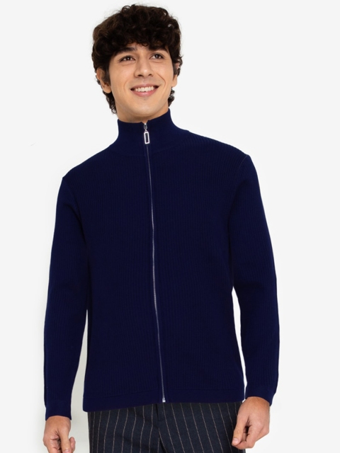 

ZALORA BASICS Men Navy Blue Zipped Cardigan