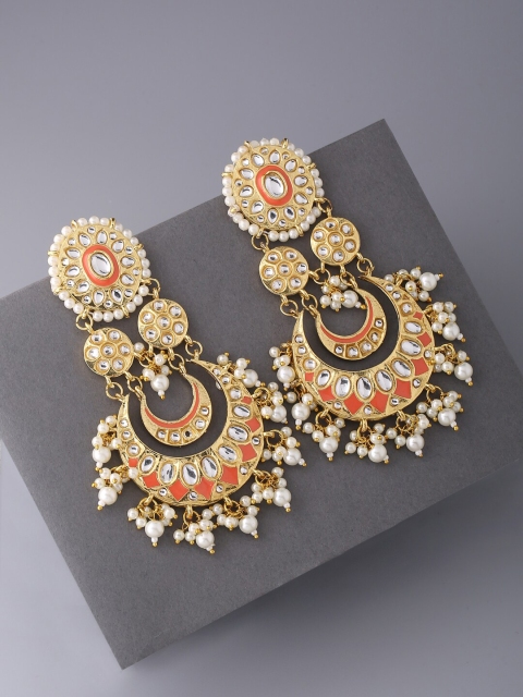 

VIRAASI Orange Contemporary Chandbalis Earrings