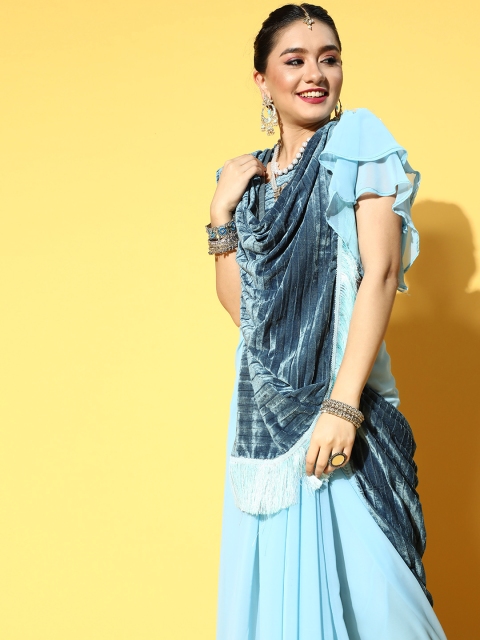 

Tikhi Imli Solid Saree, Blue
