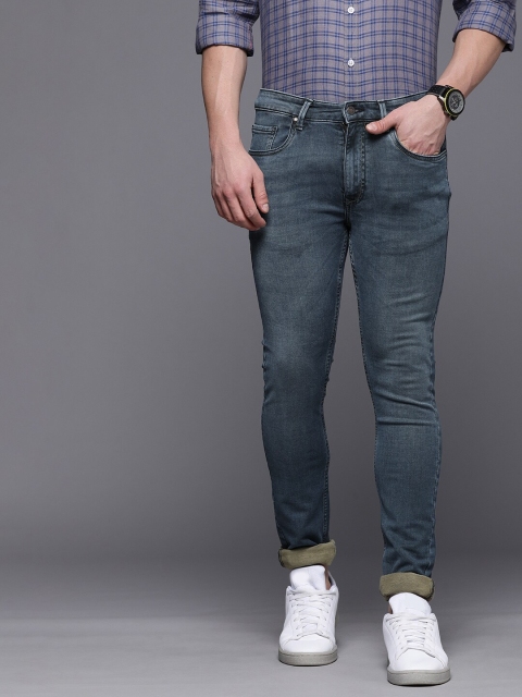 

Louis Philippe Jeans Men Navy Blue Slim Fit Low-Rise Light Fade Stretchable Jeans