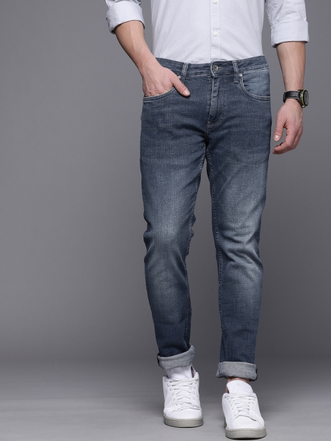 

Louis Philippe Jeans Men Navy Blue Slim Fit Low-Rise Light Fade Stretchable Jeans