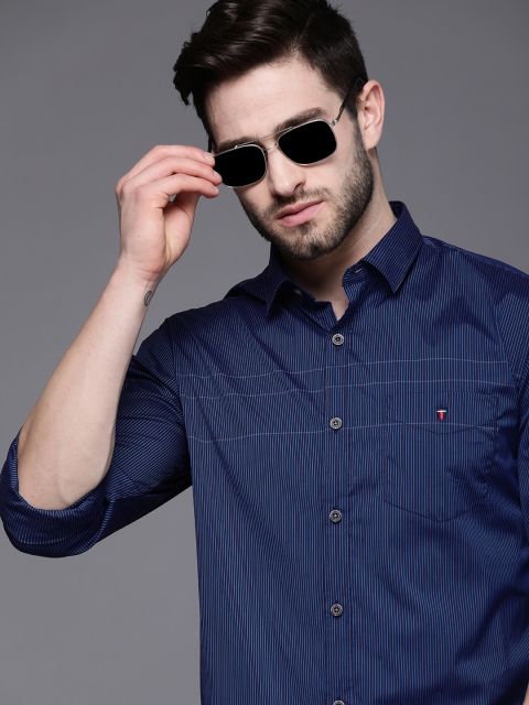 

Louis Philippe Sport Men Navy Blue Slim Fit Striped Casual Shirt