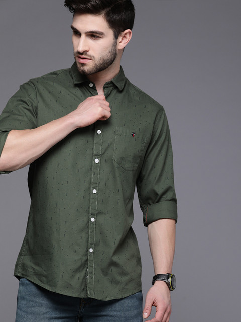 

Louis Philippe Jeans Men Green Slim Fit Casual Shirt
