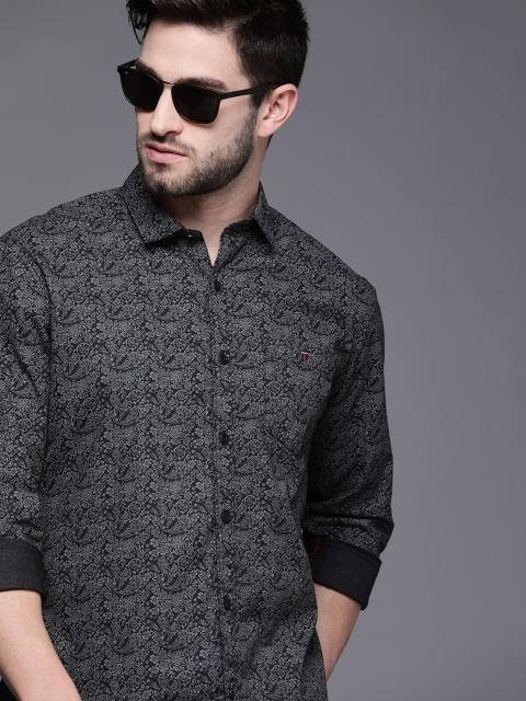 

Louis Philippe Jeans Men Black Slim Fit Printed Casual Shirt