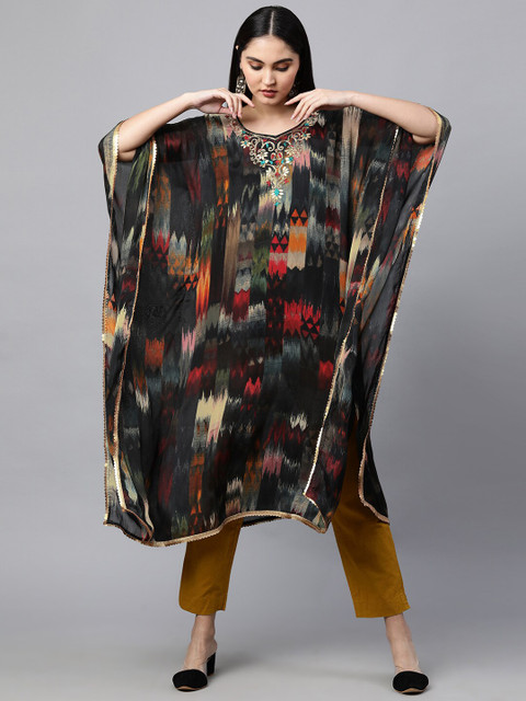 

FASHOR Multicoloured Ethnic Kaftan Midi Dress, Multi