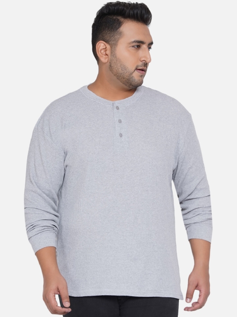 

Santonio Men Grey Henley Neck Raw Edge T-shirt