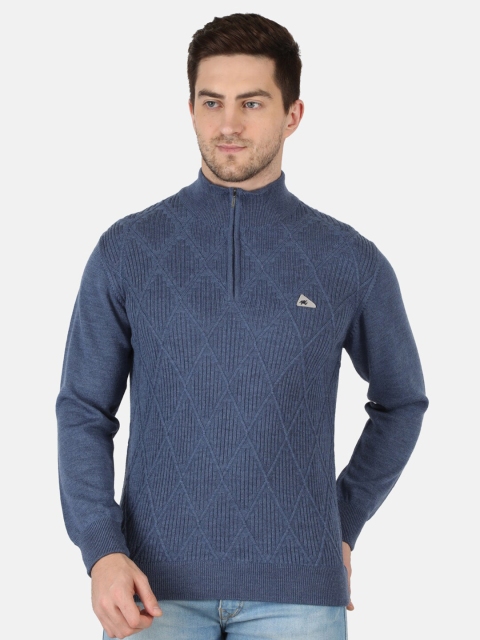 

Monte Carlo Men Blue Self Design Pullover