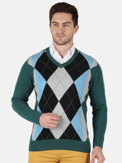 

Monte Carlo Men Green & Black Woolen Self Design Pullover