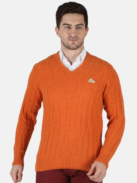 

Monte Carlo Men Orange Cable Knit Pullover