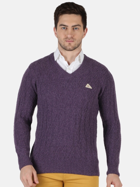 

Monte Carlo Men Purple Cable Knit Woolen Pullover