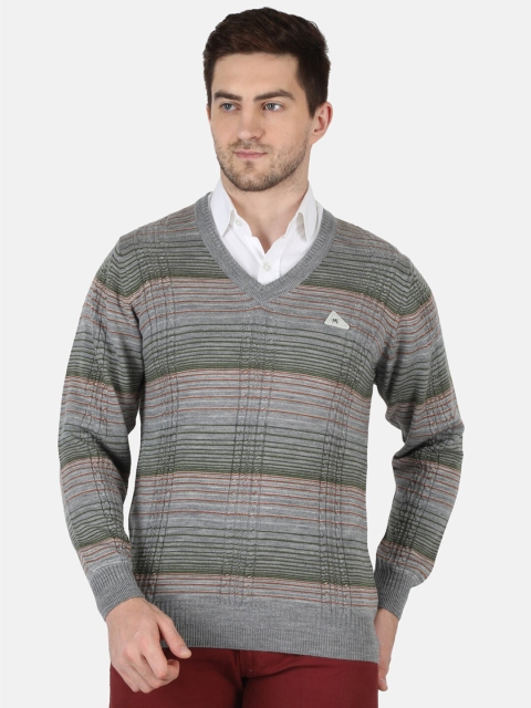 

Monte Carlo Men Grey & Green Checked Woollen Pullover