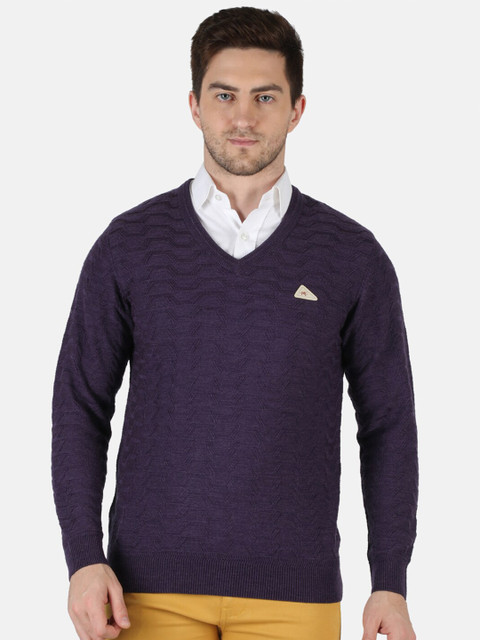 

Monte Carlo Men Purple Cable Knit Pullover