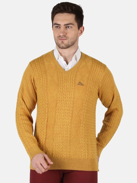 

Monte Carlo Men Yellow Cable Knit Woolen Pullover