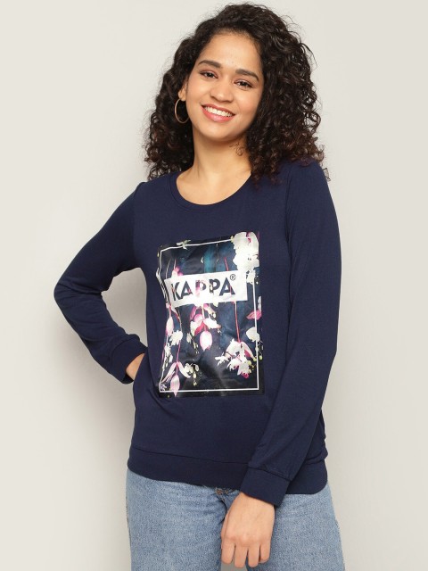 

Kappa Women Navy Blue & White Printed Cotton Sweatshirt