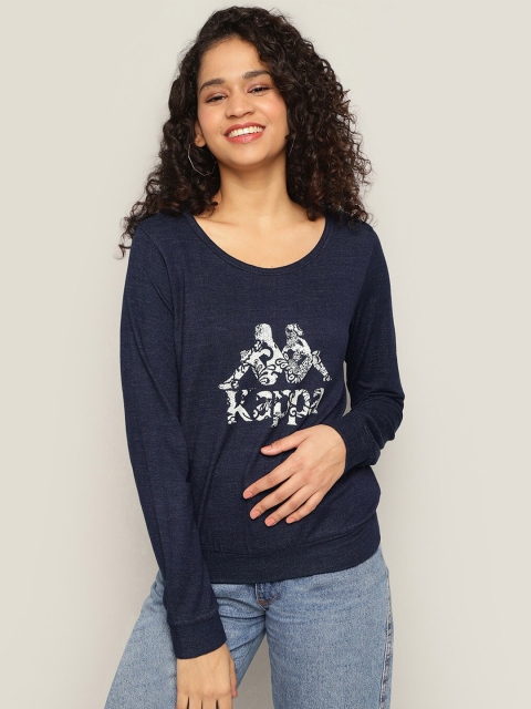 

Kappa Women Navy Blue & White Printed Cotton Sweatshirt