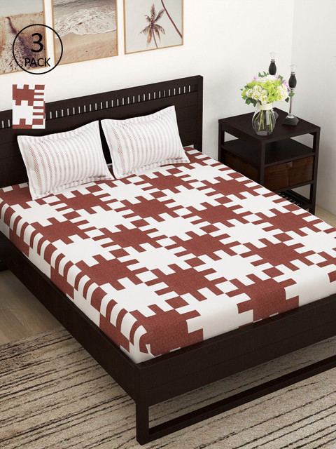 

Story@home Unisex White 120TC 3 Queen Size Cotton Bedsheet with 6 Pillow Covers