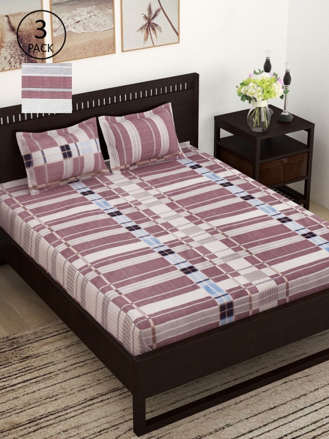 

Story@home Unisex Magenta 120TC 3 Queen Size Bedsheet with 6 Pillow Cover