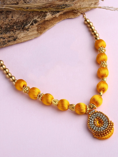 

AKSHARA Girls Gold-Plated Silk Thread Necklace
