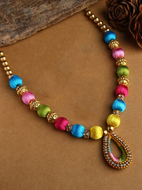 

AKSHARA Girls Gold-Toned & Multicoloured Gold-Plated Necklace