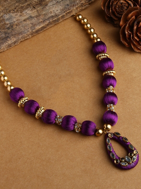 

AKSHARA Girls Gold-Toned & Purple Gold-Plated Handcrafted Necklace
