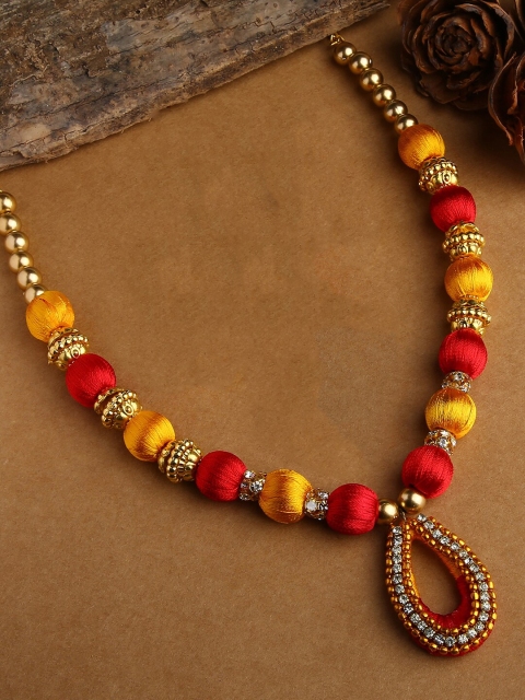 

AKSHARA Girls Gold-Toned & Red Gold-Plated Necklace