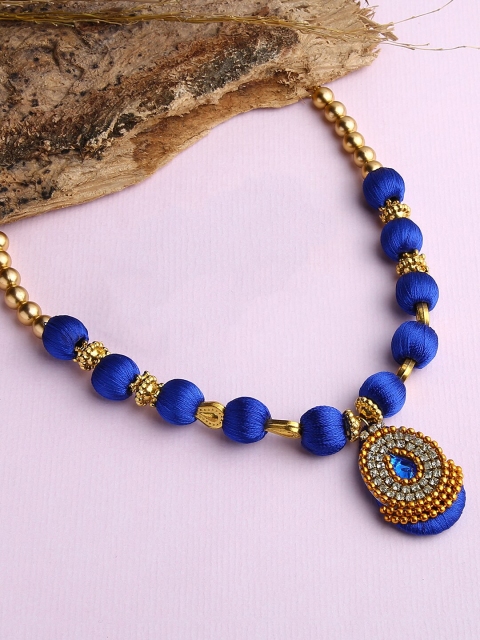 

AKSHARA Girls Gold-Toned & Blue Gold-Plated Handcrafted Necklace