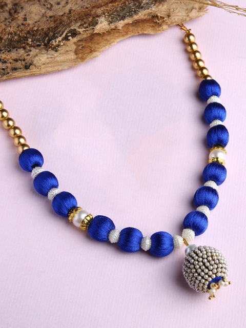 

AKSHARA Girls Gold-Toned & Blue Gold-Plated Necklace