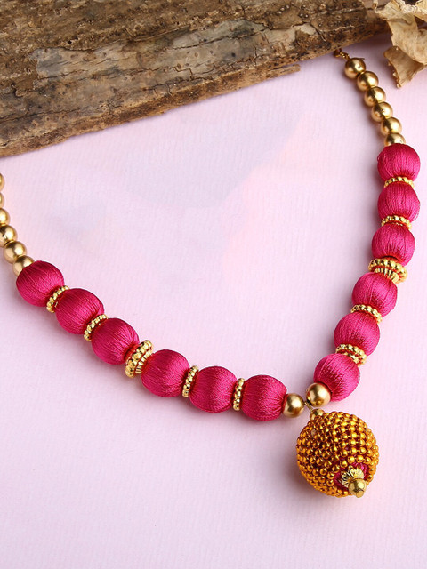 

AKSHARA Girls Gold-Toned & Pink Gold-Plated Handcrafted Necklace